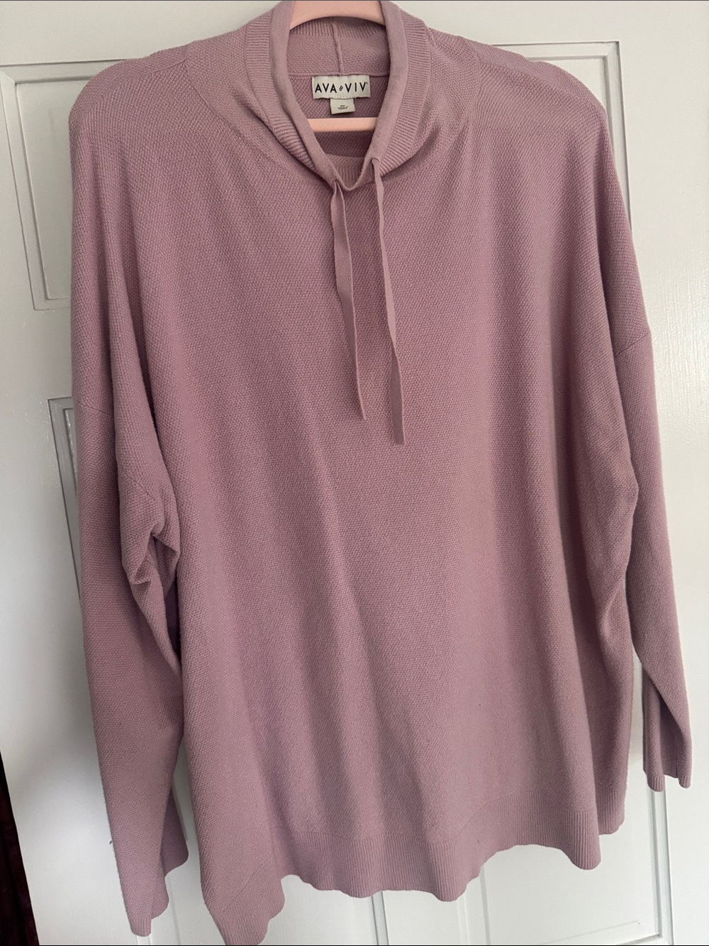 Ava & Viv Mauve Tie-Neck Pullover Sweater